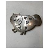 Silver cat brooch marked 925.  .540oz