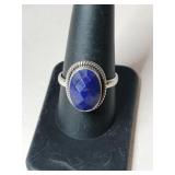 Silver Nikki Butler  bluestone ring marked 925 NB