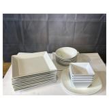 Pier one square plates, Pfaltzgraff bowls,