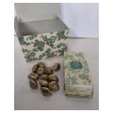 2 sets of 12 The Bombay company brass Shell card