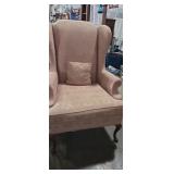 Pink upholstered wing back chair unknown brand
