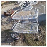 Wrought iron white tea cart 33in tall 30in wide