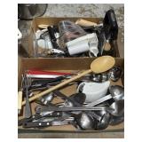 Cheese grater, slicers, measuring cups, serving