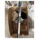 24' rubber squeegee, leather pieces, hats and