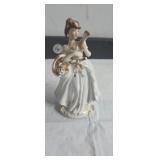 Lefton china gold trim lady figurine 6in
