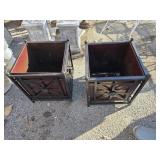 2 Wrought Iron  and steel Planters 18 x 18 x 18'