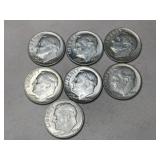 7 1964 silver dimes