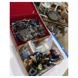 Writing utensils, paper clips, rubber bands, and