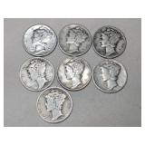 7 Mercury dimes mixed years