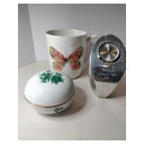 Butterfly cup ,trinket dish ,and clock