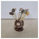 Handmade shell toothpicks and holder