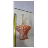 Mini carnival glass basket 6x4x2in has crack