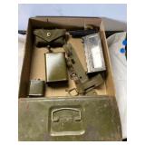 Military items, including tank periscope, MG lube