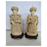 Oriental Emperor and Empress figuring carved from