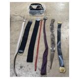 Assorted women's fashion belts red, snake print,