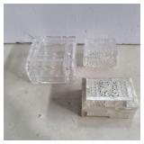 Crystal, clear glasses, and abalone trinkets