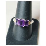 Sterling purple stone ring Marked 925 size 9.