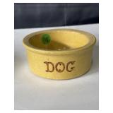 Yellow stoneware dog bowl