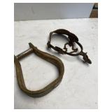 Early wooden stirrup and a California-style spur