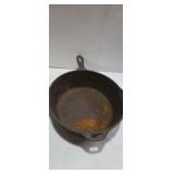 Deep side cast iron frying pan marked 8 fs 10in x