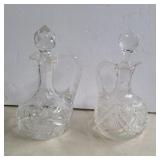 1 crystal and 1 clear glass oil and vinegars 7in