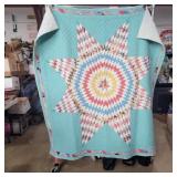 Hand made lone star quilt approx 70in x 70in some