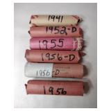 6 rolls wheat pennies mixed years