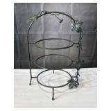 Wrought iron 3-tier plate stand, 19' tall