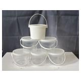 (6) new plastic buckets with lids and handles