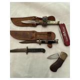 4 vintage mini pocket knives  quarter for scale