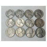 12  nickels 1940s-1960s