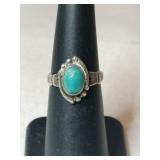 Silver Turquoise Ring Marked Sterling size 5.