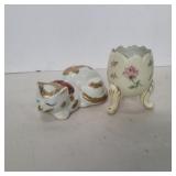 Inarco hand painted egg and hand painted cat