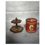 Prince Albert crimp cut tobacco tin and a wooden