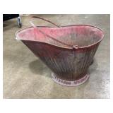 Galvanized metal coal scuttle or ash bucket