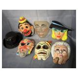 plastic Halloween masks & hat vintage