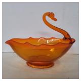 Viking glass orange candy dish/bowl 9in tall 11in