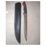Handmade fixed blade Damascus filet knife w/