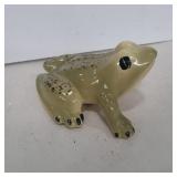 Pottery frog figure 6in across