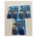 3 pkgs of 2 Alkaline 9V batteries