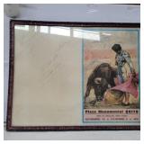 Signed/framed bull fighting program 22in x 17in
