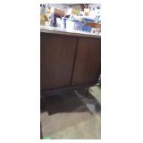 Wooden sliding door record cabinet