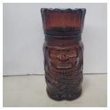 Amber glass humidor native American chief jar