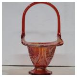 Indiana glass amberina carnival glass basket 10in