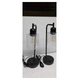 2 matching modern table lamps with outlets 16in