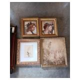 Group of old world wall decor pictures