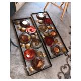 Metal wall decor with mirrors 40"x15" x2
