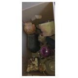 Dog sculptures,  lighted flower ,and other home