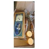 Ornate candle holders and clock