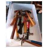 Large tote of assorted hammers see pictures